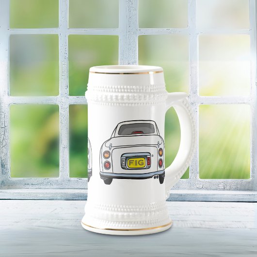 Figarations Monogrammed White Figaro Beer Stein Bierpul