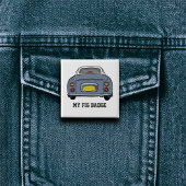 Figarations Schattige Lapis Grijs Figaro Naam van Vierkante Button 5,1 Cm