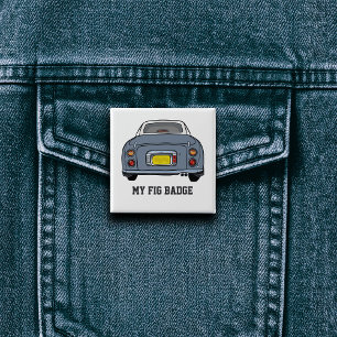 Figarations Schattige Lapis Grijs Figaro Naam van Vierkante Button 5,1 Cm