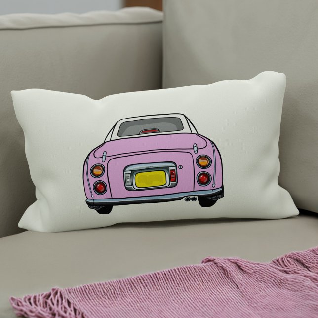 Figarations Schattige Roze Figaro Car Plaid Silhou Kussen (A fun pink figgy lumbar pillow for your car or home. You can easily change the background colour)