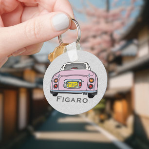 Figarations Schattige roze Figaro Naam van de auto Sleutelhanger