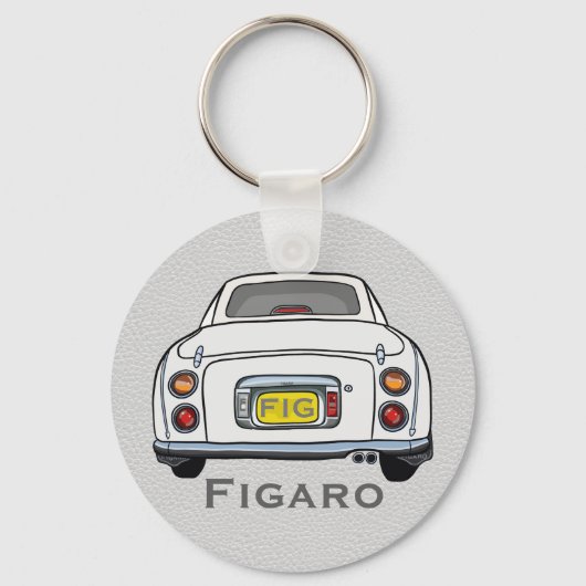 Figarations Schattige Witte Figaro Naam van de aut Sleutelhanger (Voorkant)