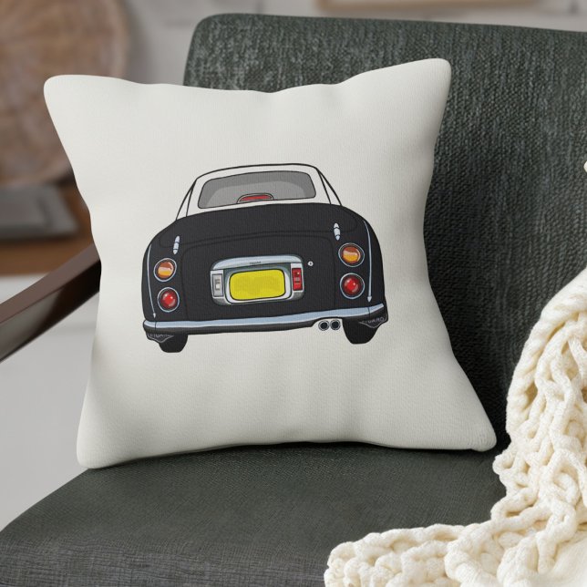 Figarations Schattigee zwarte Figaro Car Cream Kussen (A cute black Figaro Car on a cream pillow that's perfect for your car or at home)