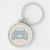Figarations Tartan Car Figaro Driver Naam Zilver Sleutelhanger (Voorkant)