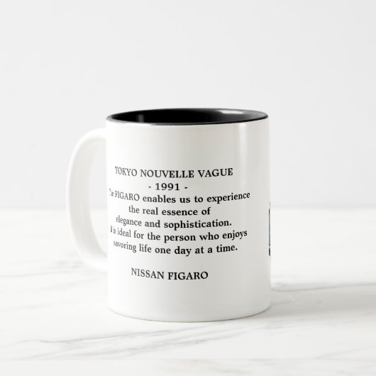 Figarations Tokyo Quote Lapis Grijs Figaro Auto Tweekleurige Koffiemok (Voorkant links)