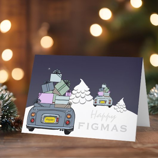 Figaro Car Happy Figmas Kaart met kerstmis