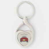 Figaro Car monogram Silver Heart Sleutelhanger (Voorkant)