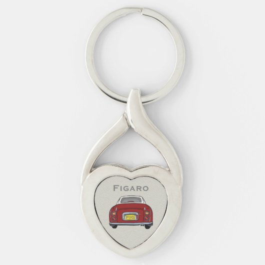 Figaro Car monogram Silver Heart Sleutelhanger (Voorkant)