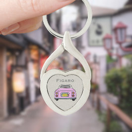 Figaro Car Monogram Silver Heart Sleutelhanger