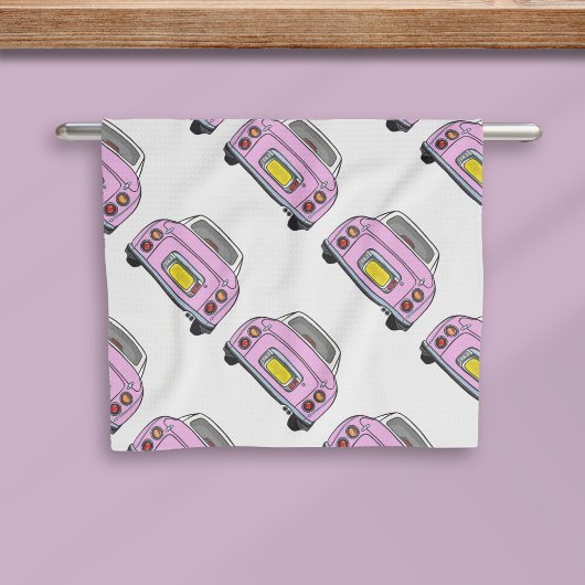 Figaro Car Pattern Keukenhanddoek roze
