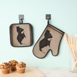 Figdewdrop Blinky de Vleermuis Mist pannenlappen Ovenwant & Pannenlap Set
