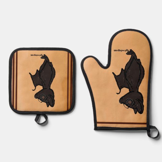 Figdewdrop Blinky the Bat pot holders Ovenwant & Pannenlap Set (Voorkant)