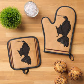 Figdewdrop Blinky the Bat pot holders Ovenwant & Pannenlap Set (Top down)