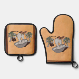 Figdewdrop caterpillar & mushroom pot holders ovenwant & pannenlap set