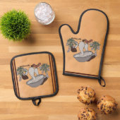 Figdewdrop caterpillar & mushroom pot holders ovenwant & pannenlap set (Top down)