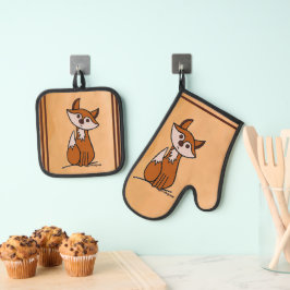 Figdewdrop Fig the Fox pot holders Ovenwant & Pannenlap Set