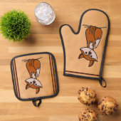 Figdewdrop Fig the Fox pot holders Ovenwant & Pannenlap Set (Top down)