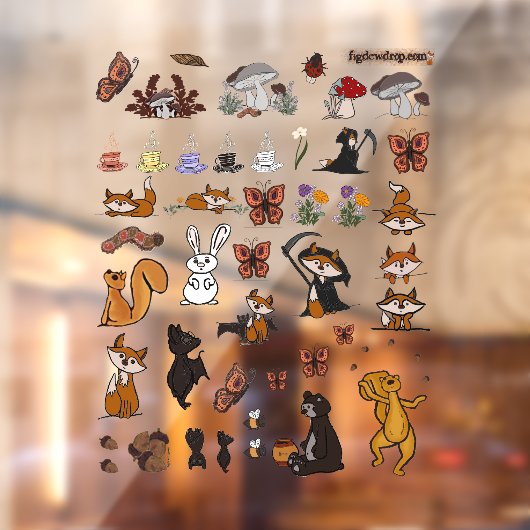 figdewdrop-figuren uitknipbaar binnen raamfolie raamsticker (Vel 2)