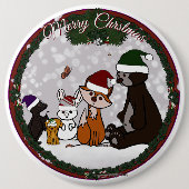 Figdewdrop Prettig Kerstmis Ronde Knop Button 6,0 Cm (Voorkant)