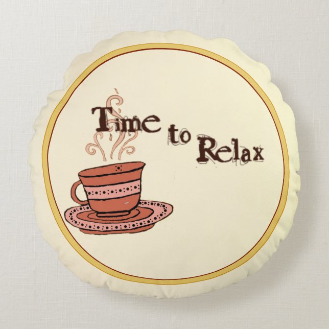 figdewdrop Time to Relax Round Pillow Rond Kussen (Voorkant)