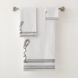 figdewdrops Bunny Bath Towel Set Bad Handdoek