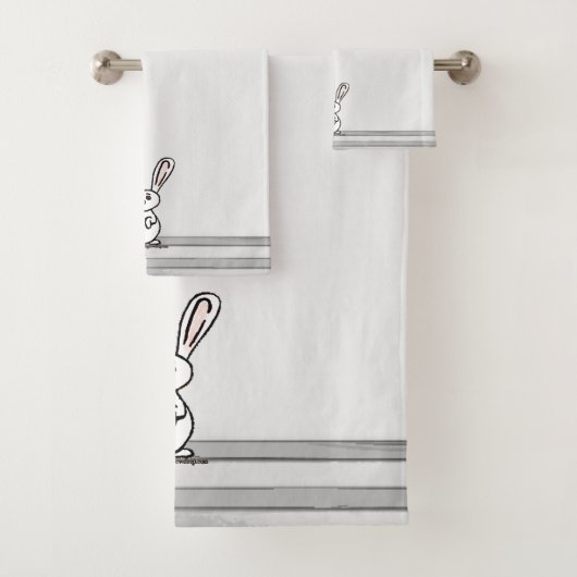 figdewdrops Bunny Bath Towel Set Bad Handdoek (Insitu)