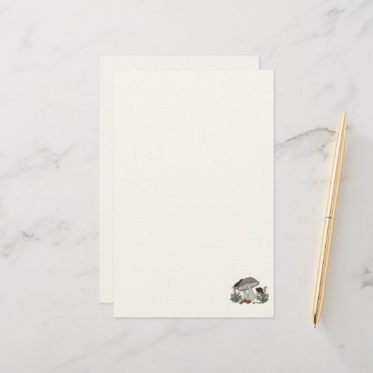 figdewdrops caterpillar mushroom stationary briefpapier (Voorkant / Achterkant in situ)