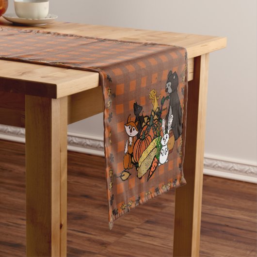 figdewdrop's Fall gingham Table Runner Korte Tafelloper (Voorbeeld)