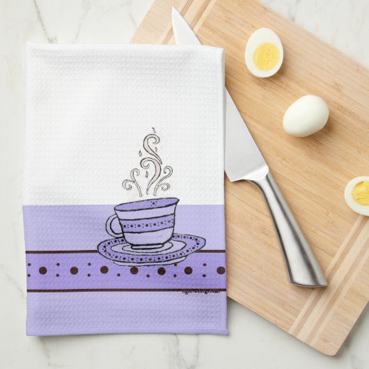 figdewdrops Paars Violette Ontspan Kopje keukendoe Theedoek (Quarter Fold)