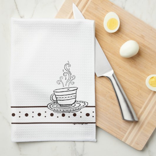 figdewdrops Witte Relax Cup keukendoek Theedoek (Quarter Fold)