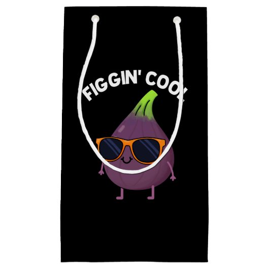 Figgin Cool Funny Fig Food Pun Dark BG Klein Cadeauzakje (Voorkant)