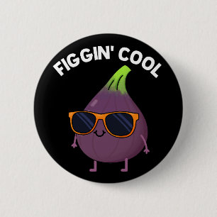 Figgin Cool Funny Fig Food Pun Dark BG Ronde Button 5,7 Cm