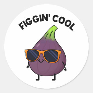 Figgin Cool Funny Fig Food Pun Ronde Sticker