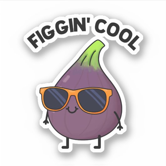Figgin Cool Funny Fig Food Pun Sticker (Voorkant)