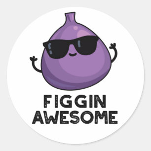 Figgin Geweldige Funny Fruit Fig Pun Ronde Sticker