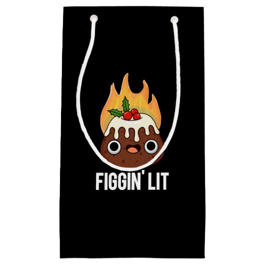 Figgin Lit Funny Figgy Pudding Pun Dark BG Klein Cadeauzakje (Voorkant)