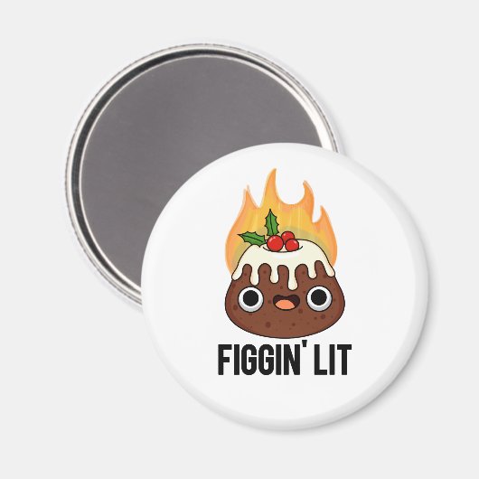 Figgin Lit Funny Figgy Pudding Pun Magneet (Voorkant / Achterkant)