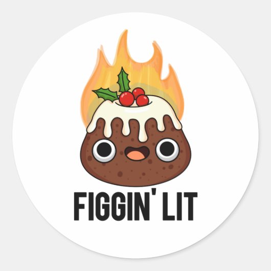 Figgin Lit Funny Figgy Pudding Pun Ronde Sticker (Voorkant)