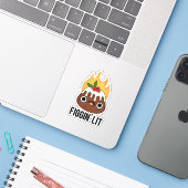 Figgin Lit Funny Figgy Pudding Pun Sticker (Laptop met iPhone)