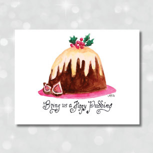 Figgy Pudding Recipe Cute Hand-Drawn Kerstmis Feestdagen Kaart