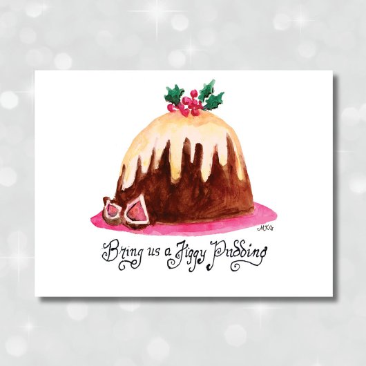 Figgy Pudding Recipe Cute Hand-Drawn Kerstmis Feestdagen Kaart