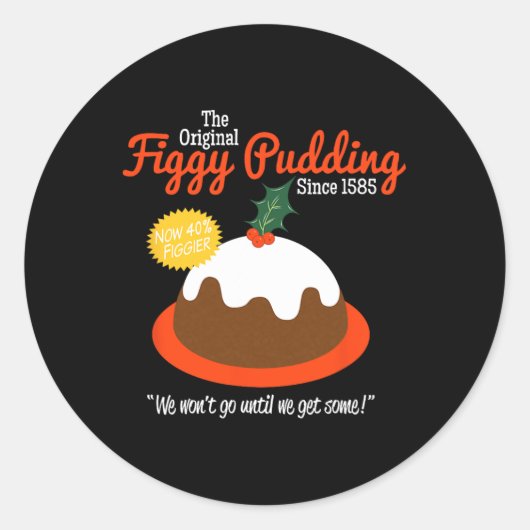 Figgy Pudding Retro T Christmas Ronde Sticker (Voorkant)
