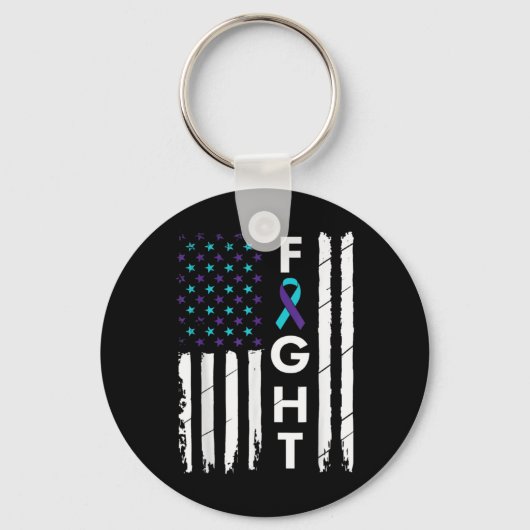 Fight American Flag Ribbon Suicide Prevention Awar Sleutelhanger (Voorkant)