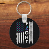 Fight American Flag Ribbon Suicide Prevention Awar Sleutelhanger (Voorkant)