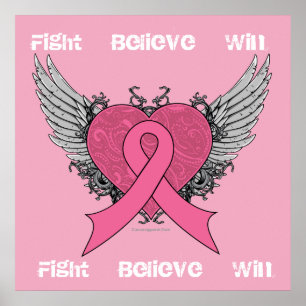 Fight Believe Win - Breast Cancer Poster
