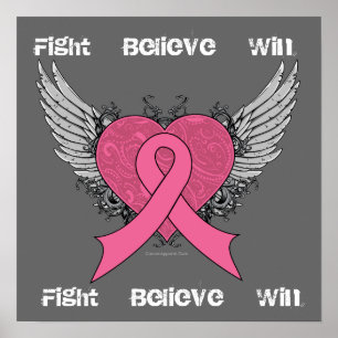 Fight Believe Win - Breast Cancer Poster