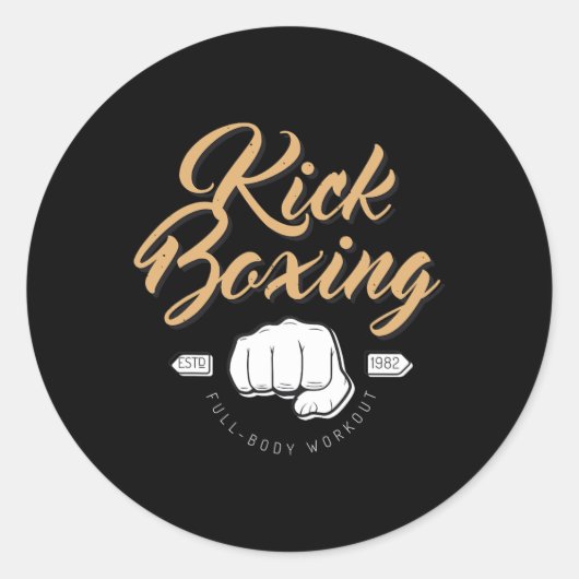 Fight Boxing Kickboxing Ronde Sticker (Voorkant)