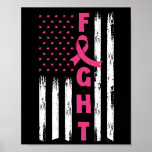 Fight Breast Cancer, Amerikaans vlagborstkanker Poster