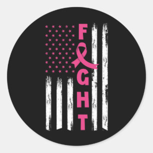 Fight Breast Cancer, Amerikaans vlagborstkanker Ronde Sticker