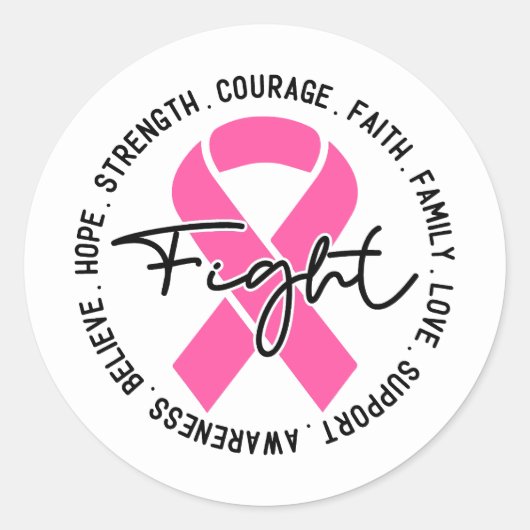 Fight Breast Cancer Awareness Ronde Sticker (Voorkant)